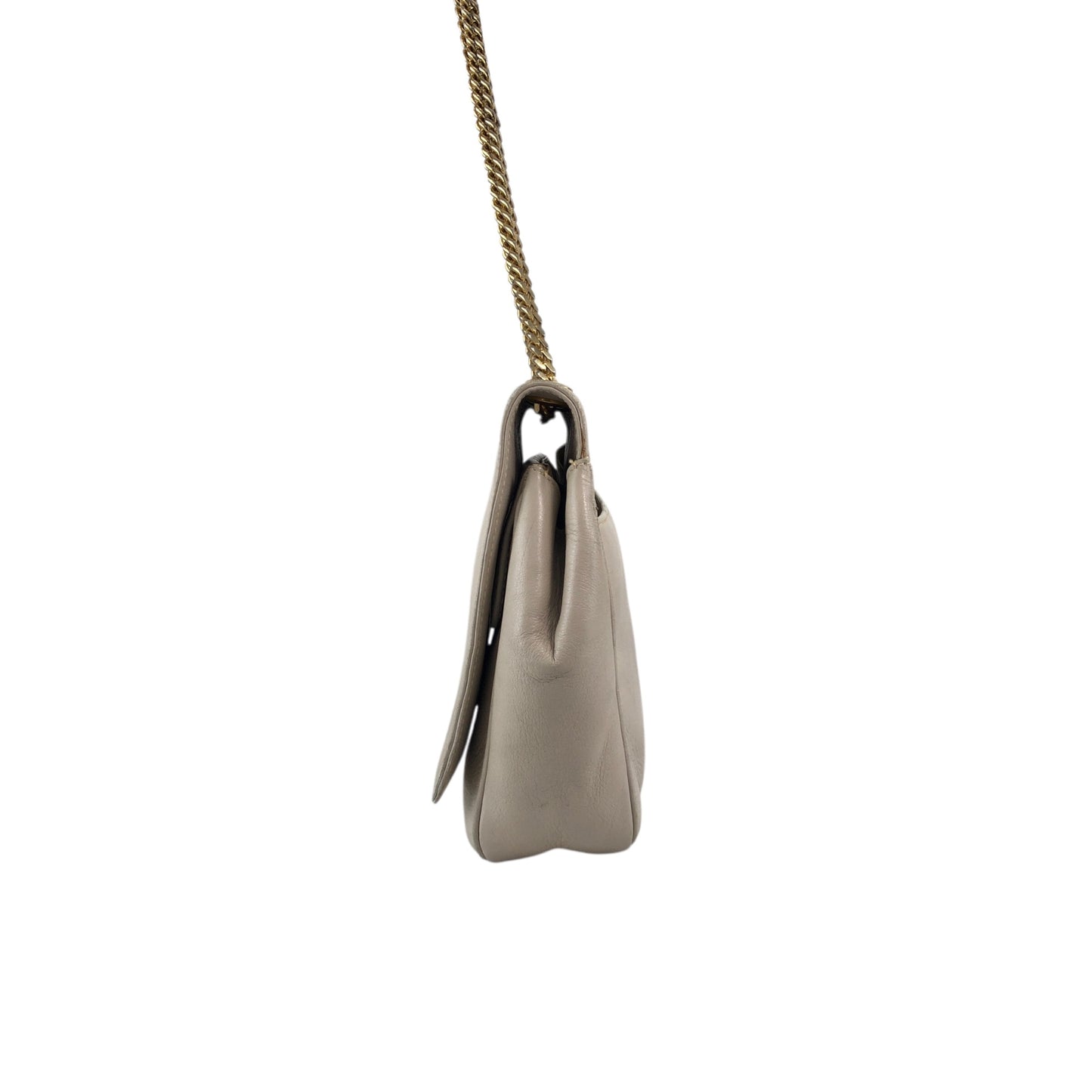 CELINE Triomphe Chain Shoulder bag Beige Vintage em4s7t