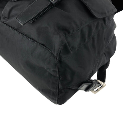 PRADA Tessuto Triangle Logo Double Pocket Backpack Black Vintage e8i3ab