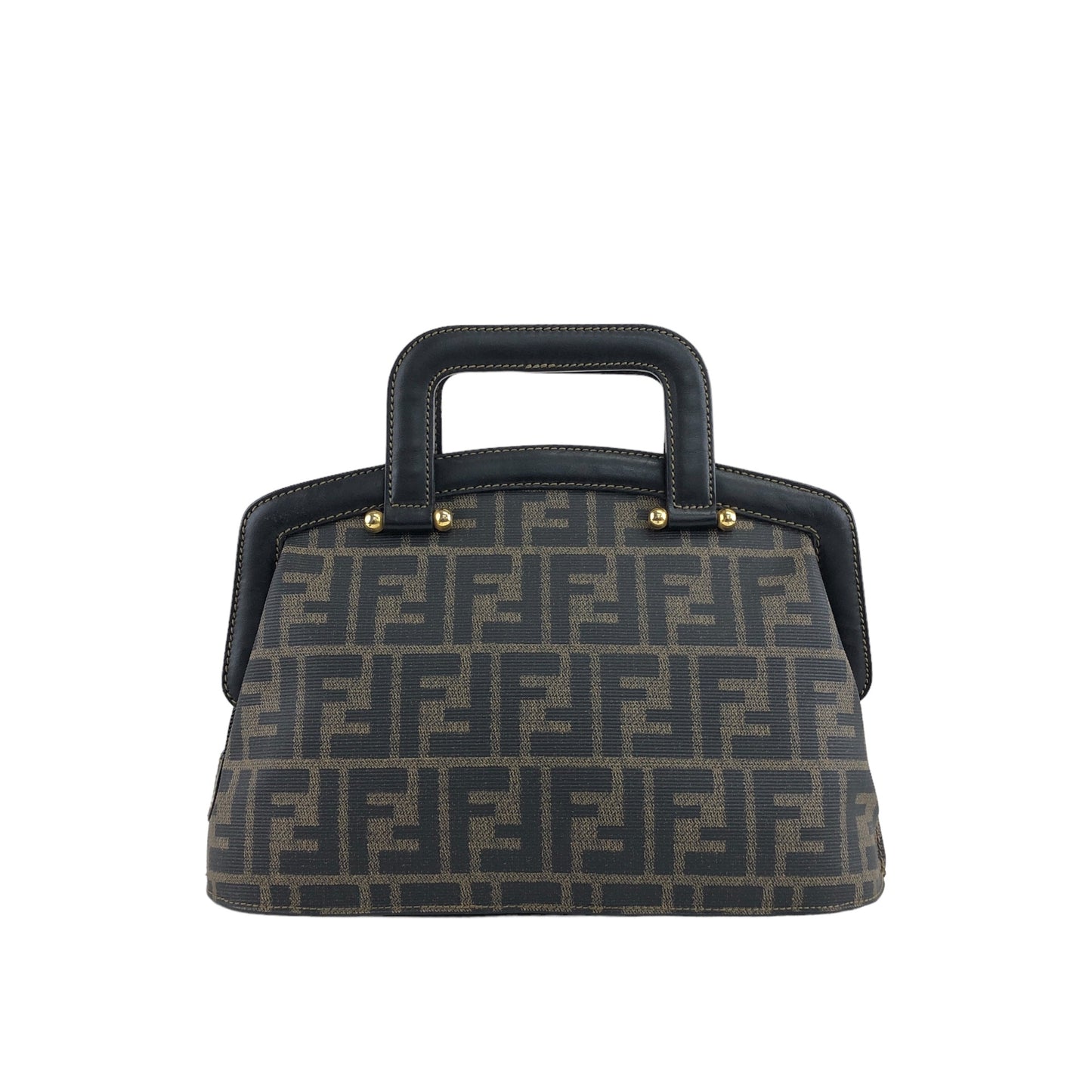 FENDI Zucca Logo Handbag Brown×Black Vintage bju2nv