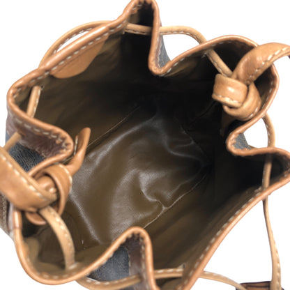 CELINE Macadam Blason Drawstring Shoulder bag Brown Vintage wt5bvk