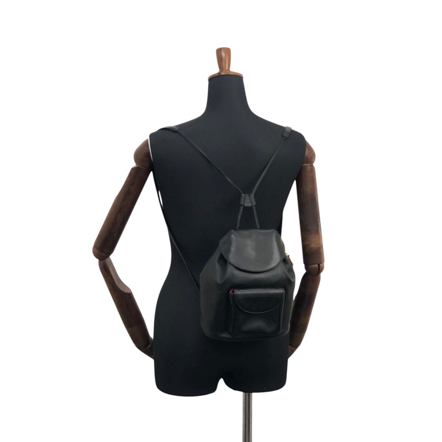 Christian Dior Logo Charm Backpack Black Vintage i8y5w2
