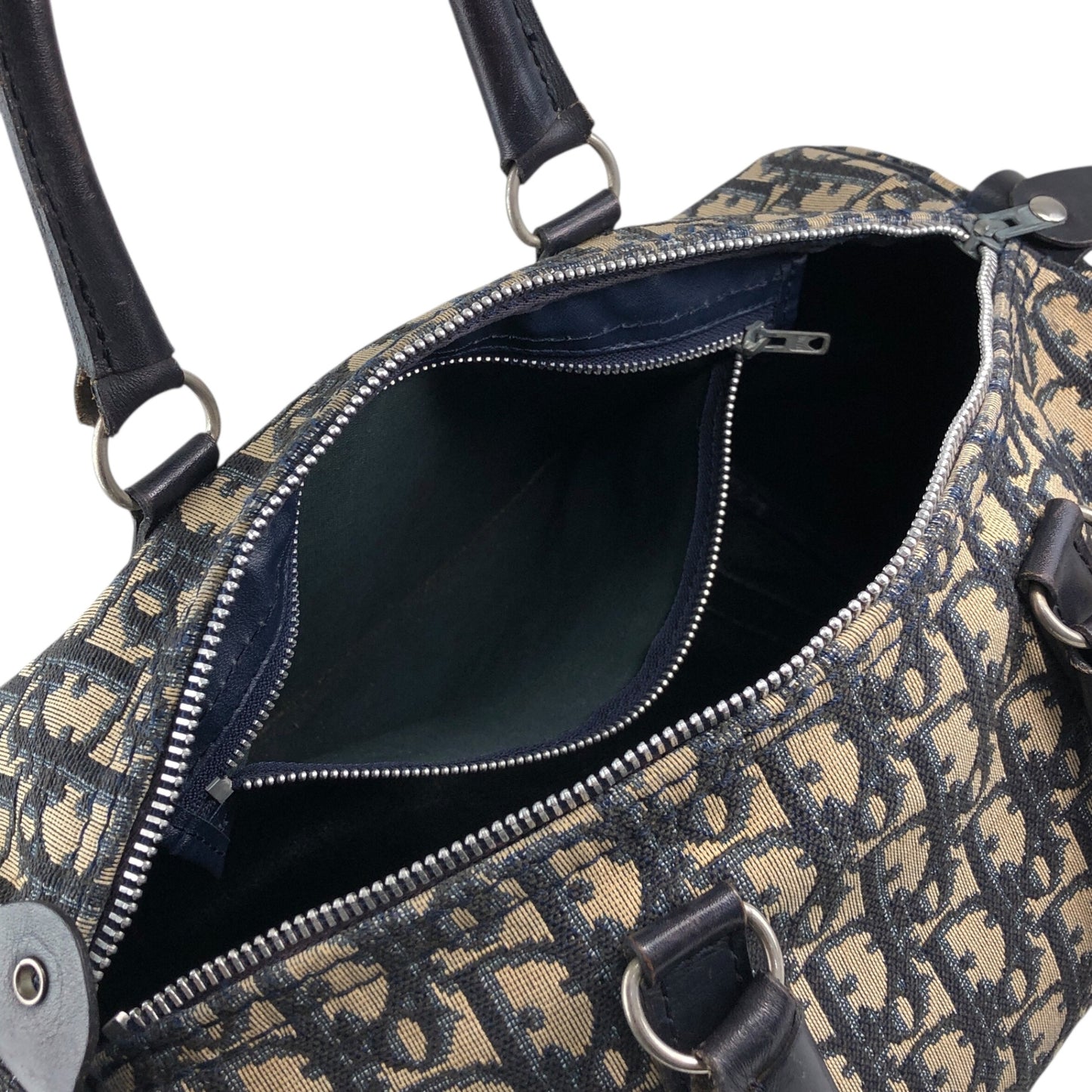 Christian Dior Trotter Small Boston bag Handbag Navy Vintage 6524f6
