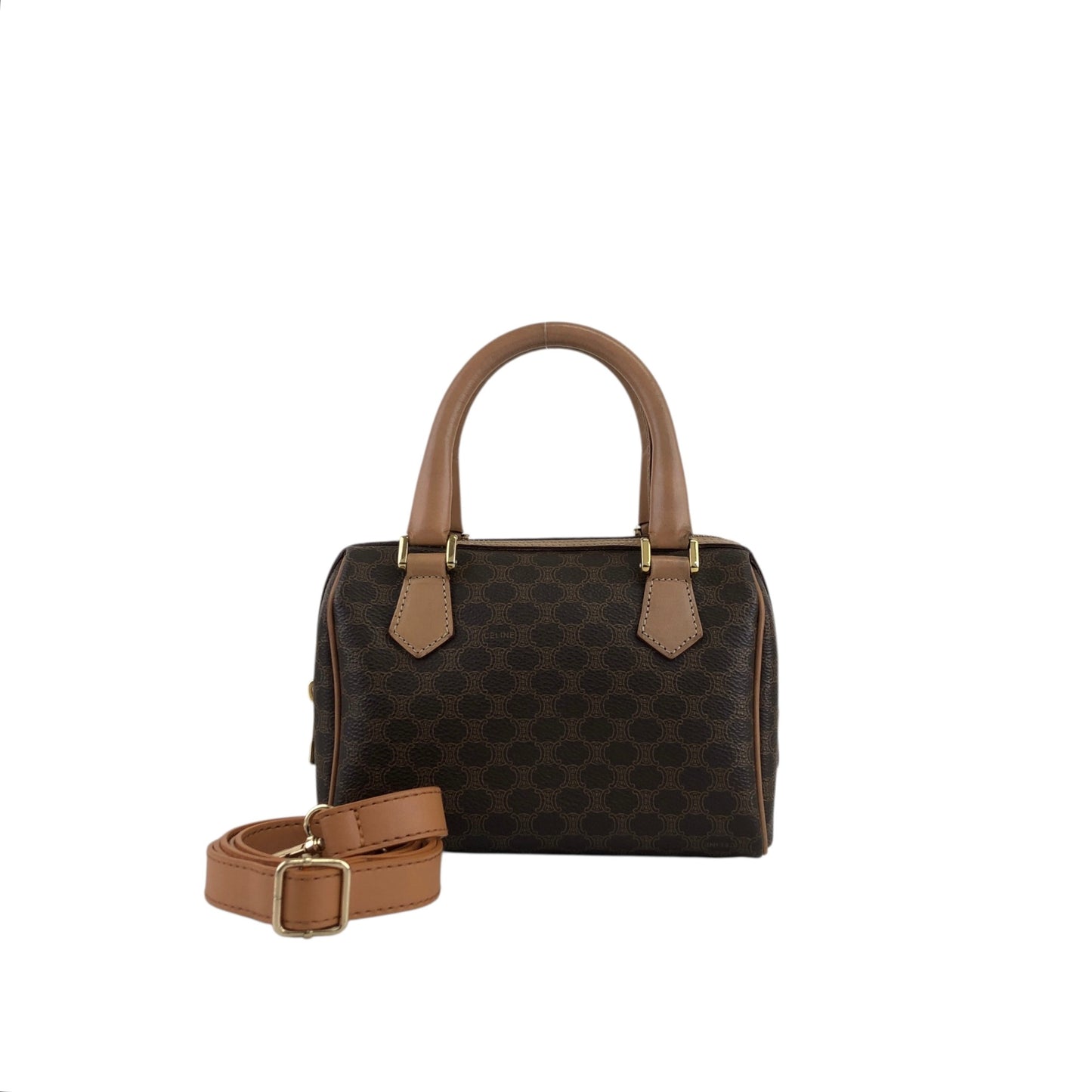 CELINE Macadam Two-way Handbag Shoulder bag Brown Vintage jjjan3
