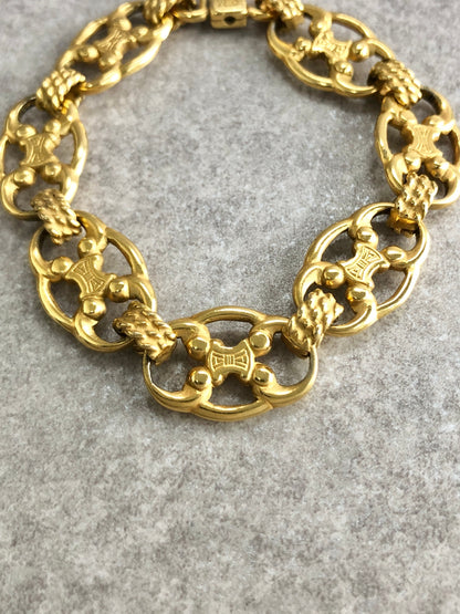 CELINE Triomphe Bracelet Gold Vintage azgtfy