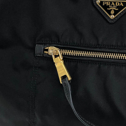 PRADA Tessuto Triangle Logo Front Pocket  Totebag Black Vintage 6rrumw