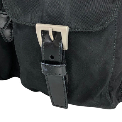 PRADA Triangle Logo Double Pocket Backpack Black Vintage hbs63x