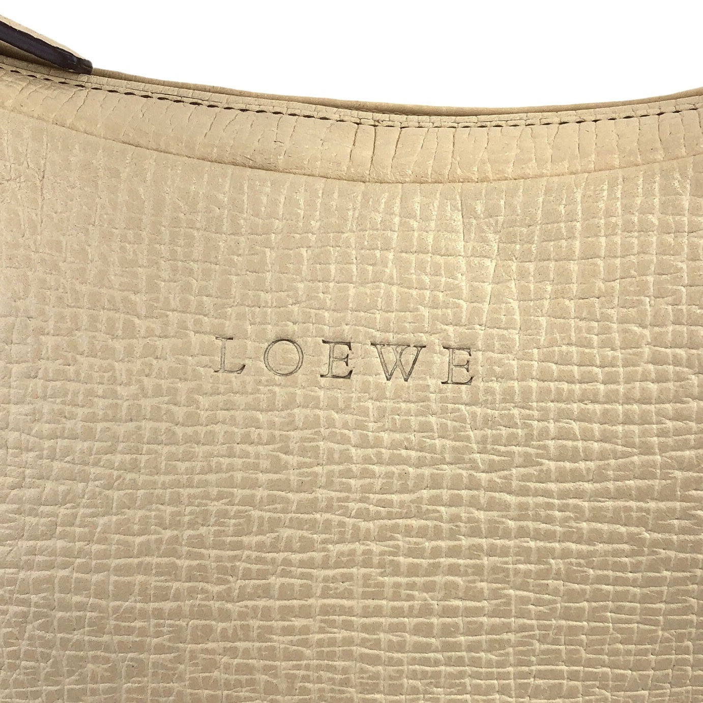 LOEWE Logo Embossed Round Shoulder bag Ivory Vintage 6858a6