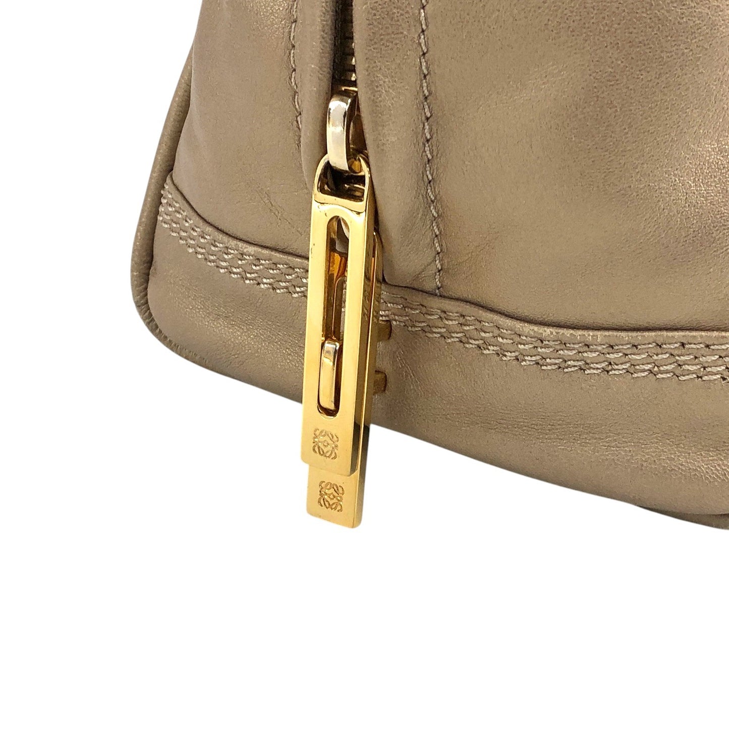 LOEWE Amazona Anagram Small Boston bag Handbag Gold Vintage unh432