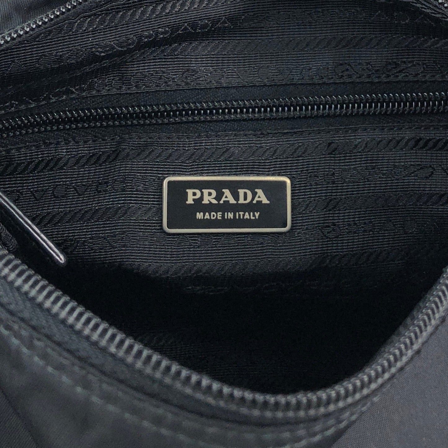 PRADA Tessuto Triangle Logo Side Pocket  Shoulder bag Black Vintage kedmv3