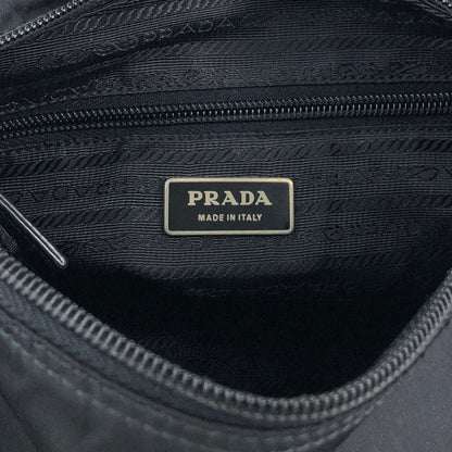 PRADA Tessuto Triangle Logo Side Pocket  Shoulder bag Black Vintage kedmv3