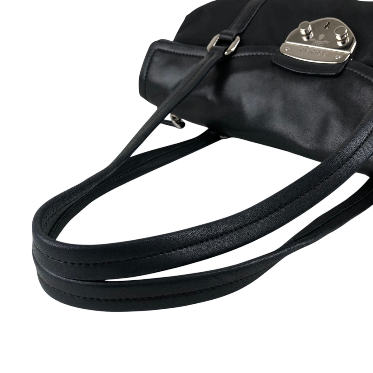 PRADA Triangle Logo Front Lock Totebag Black Vintage dggbp5