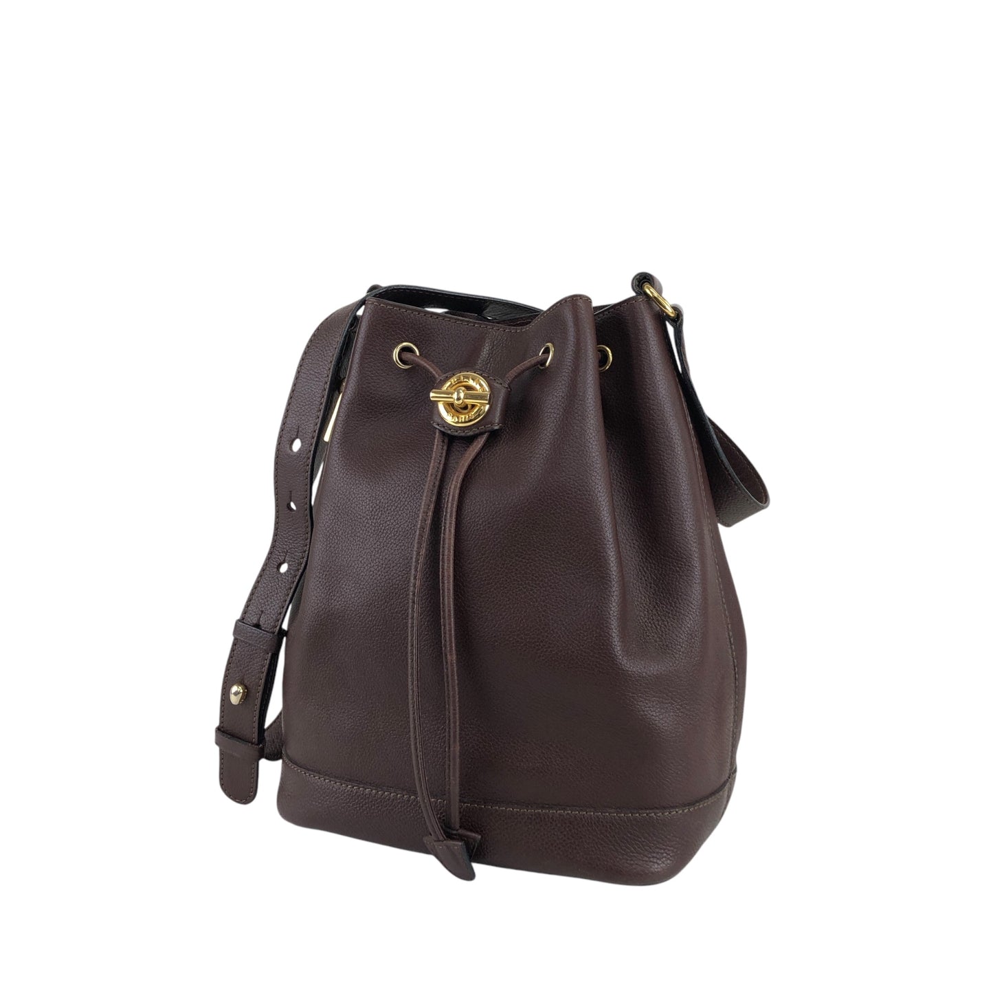 CELINE Toggle Clasp Drawstring Shoulder bag Brown Vintage 4cufh5