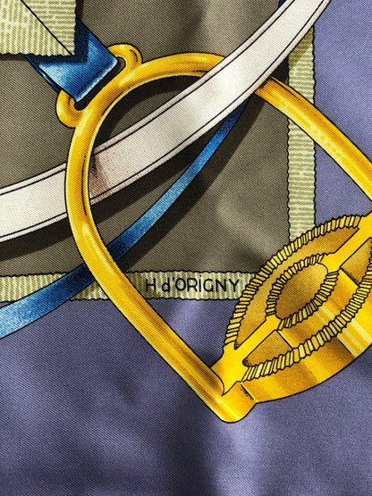 HERMES Silk Scarf Purple Grand Manege Vintage rh6jk7