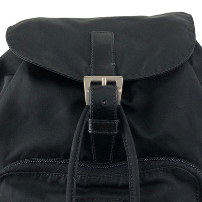 PRADA Tessuto Triangle Logo Front Buckle Backpack Black Vintage 8gfpuf