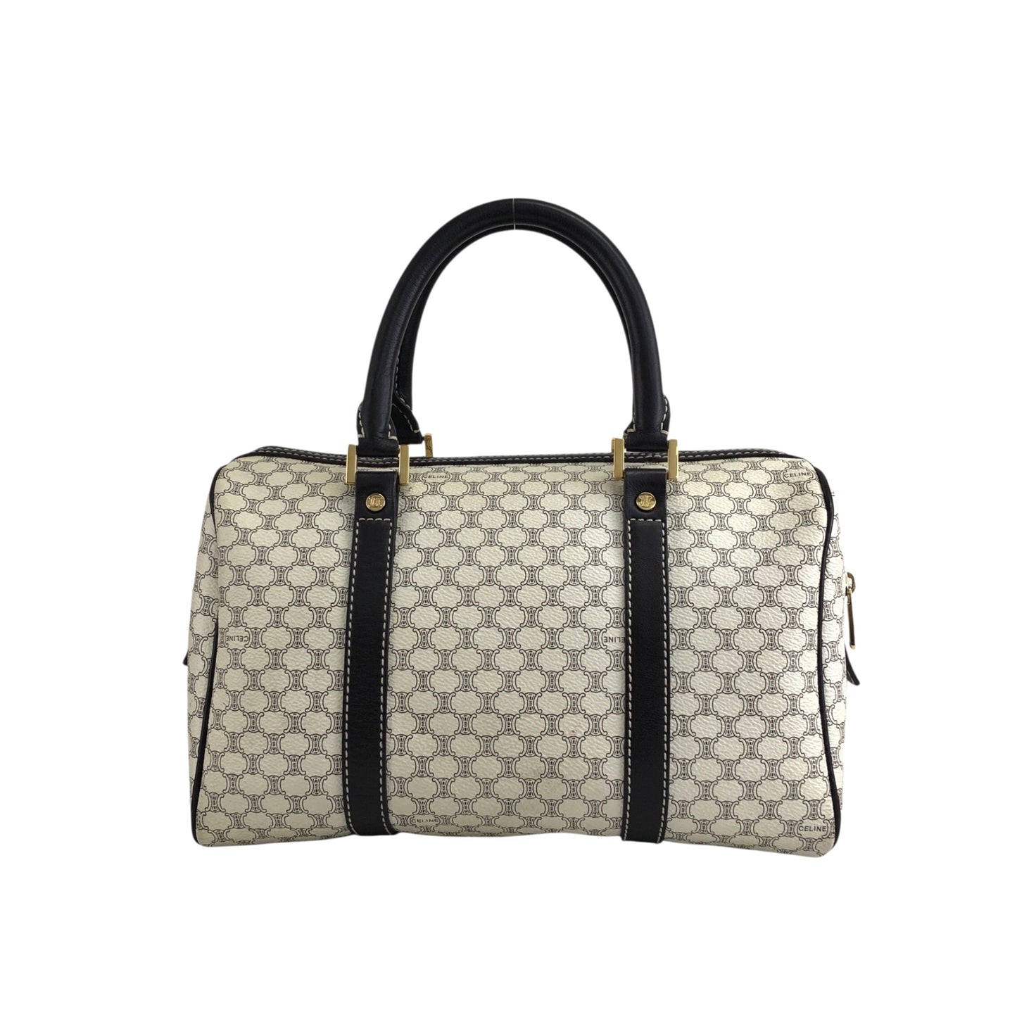 CELINE Macadam Handbag Boston bag White Vintage yci5hj