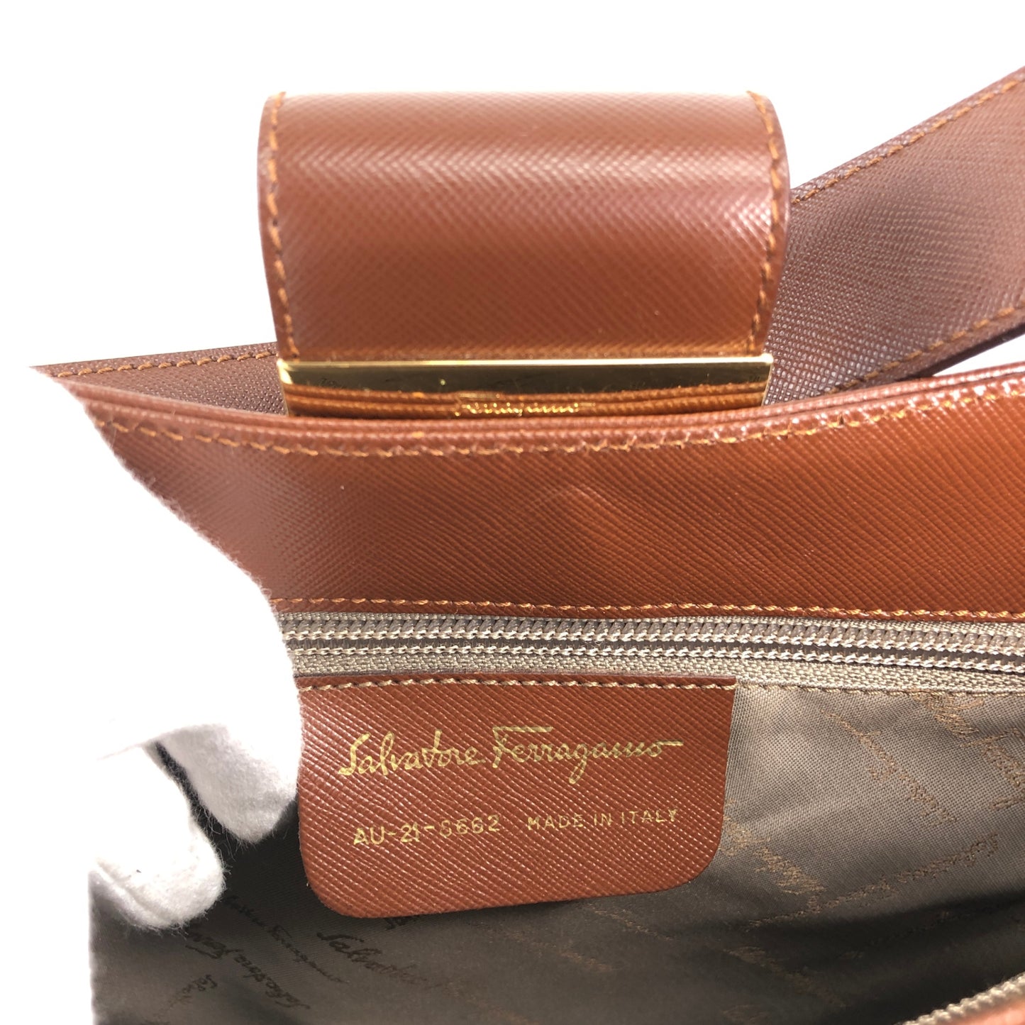 Salvatore Ferragamo Gancini Shoulder bag Brown Vintage xfdst7