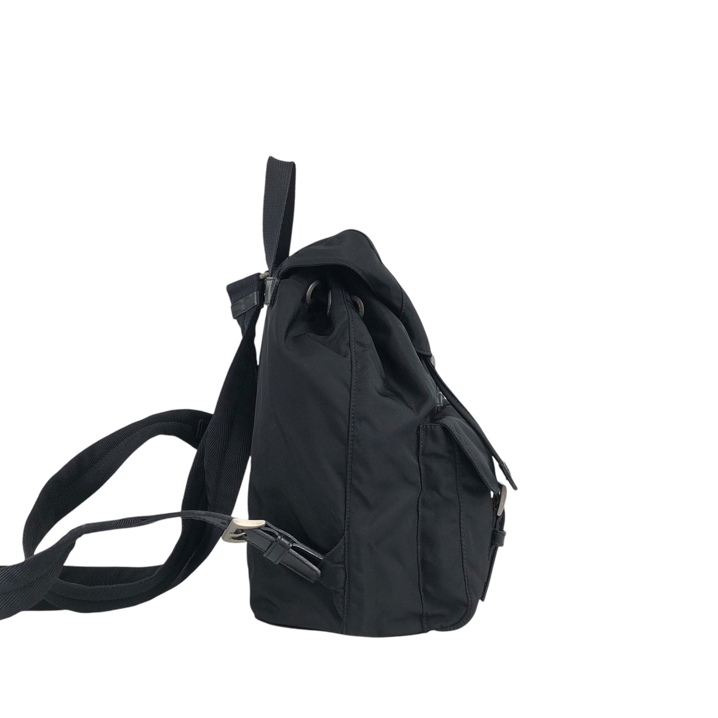 PRADA Triangle Logo Double Pocket Backpack Black Vintage hbs63x
