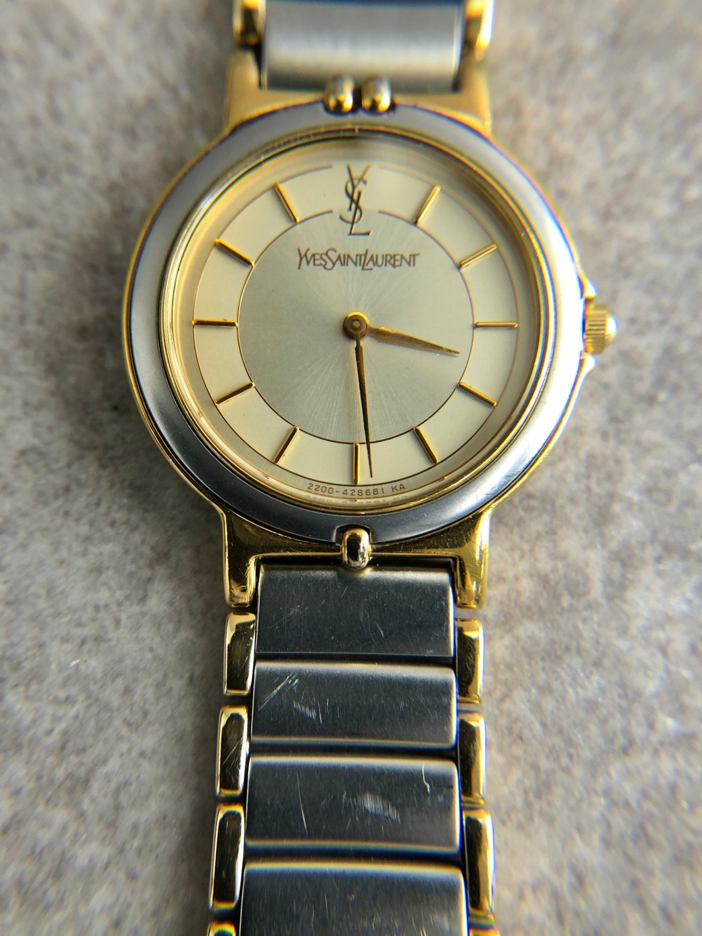 Yves Saint Laurent YSL Logo Quartz Watch Gold×Silver 2200-228481