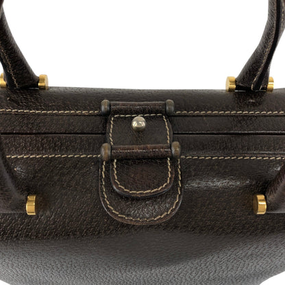 GUCCI Metal Clasp Handbag Brown Vintage fva3h4