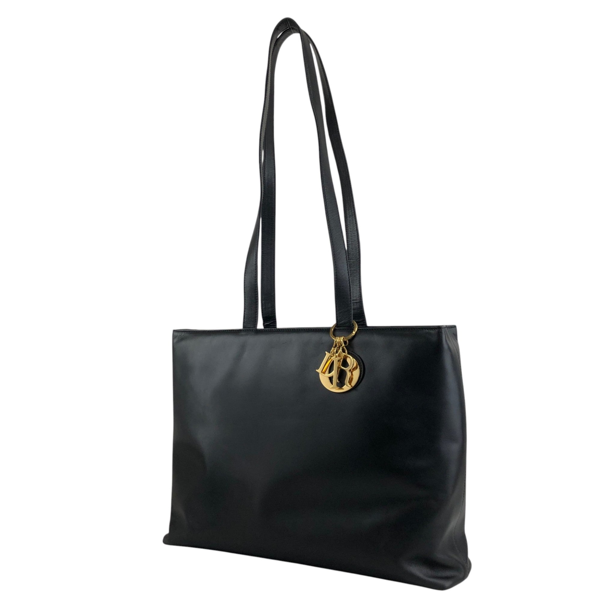 Christian Dior Logo Charm Handbag Totebag Black Vintage jimcsr