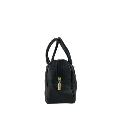 BURBERRY Logo Embossed Handbag Boston bag Black Vintage ybjkpc