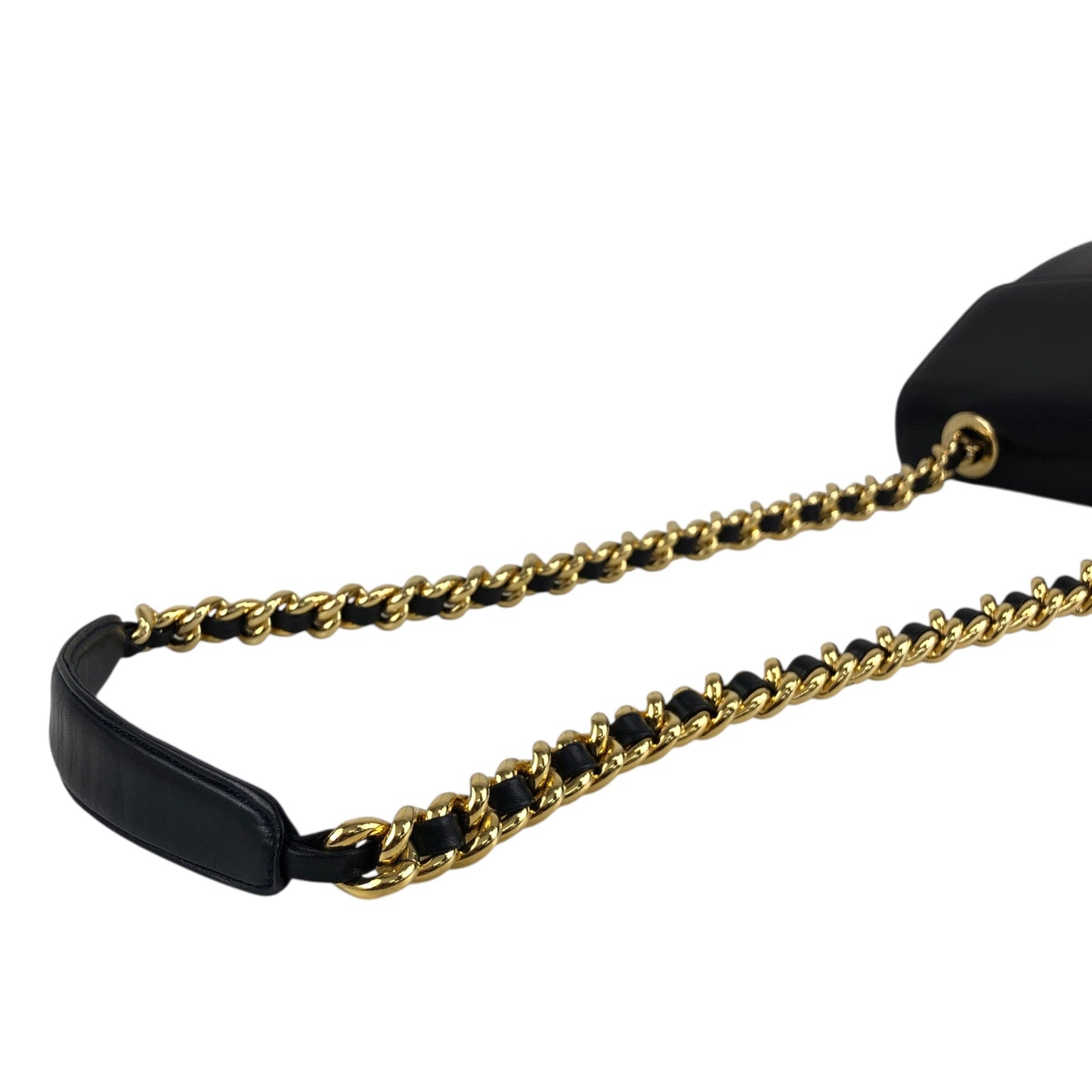 PRADA Logo Chain houlder bag Black Vintage 8snhrv