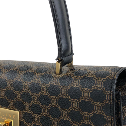 CELINE Macadam Turn Lock Handbag Black Vintage 75x5vx