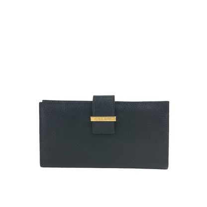 CELINE Logo Long Wallet Black Vintage krbgfp