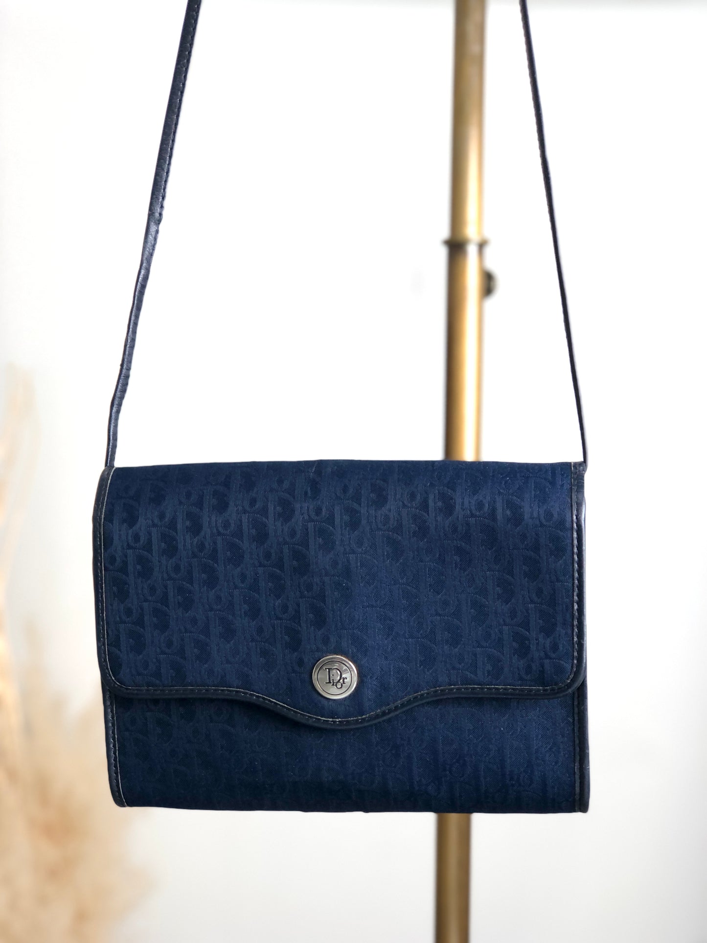 Christian Dior Trotter Shoulder bag Navy Vintage xnnhfs