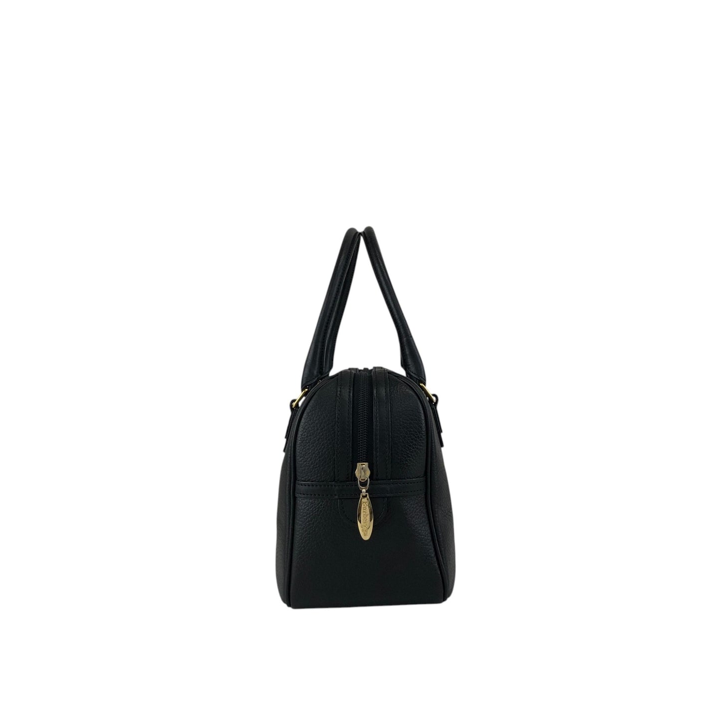 BURBERRY Logo Embossed Handbag Boston bag Black Vintage 2cz4a2