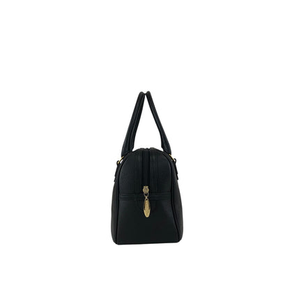 BURBERRY Logo Embossed Handbag Boston bag Black Vintage 2cz4a2