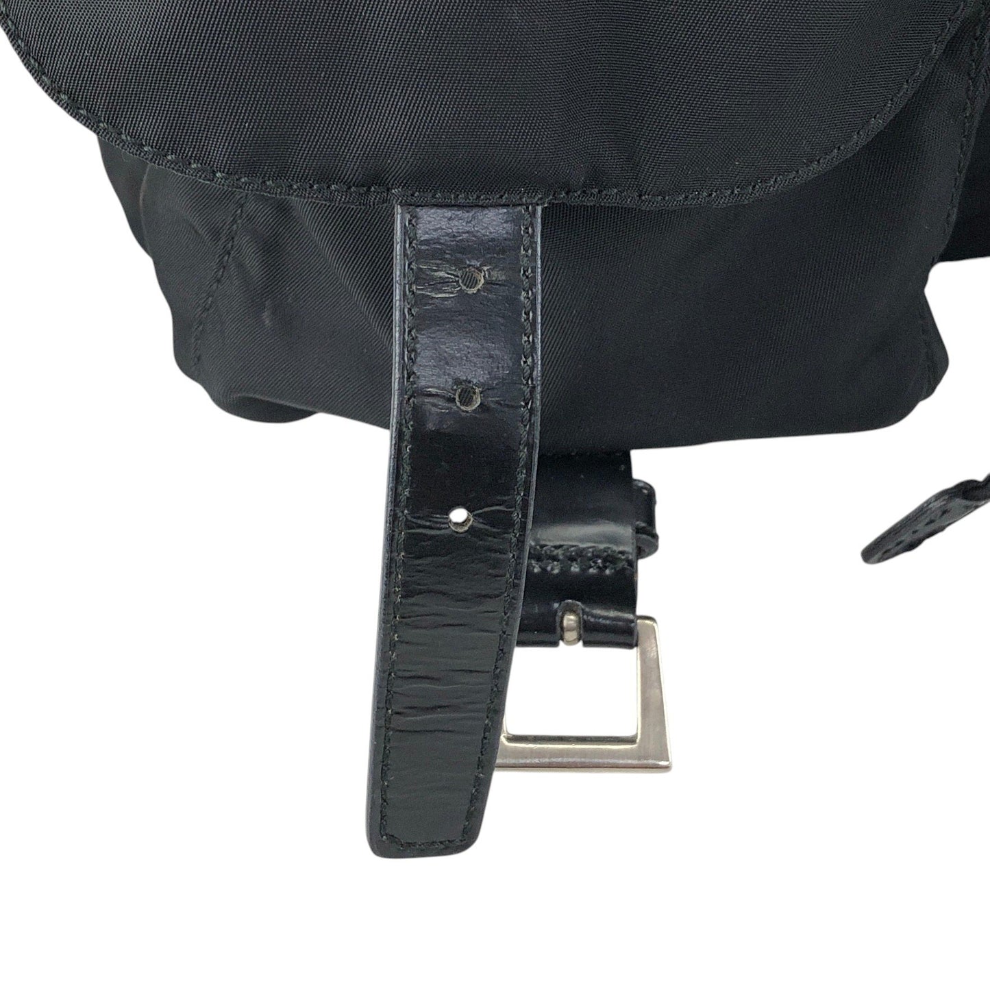 PRADA Tessuto Triangle Logo Double Pocket Backpack Black Vintage scciib