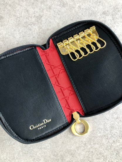 Christian Dior Cannage Key Case Black Vintage u2kyvi