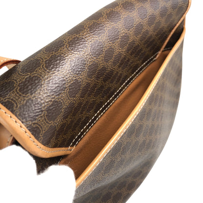 CELINE Macadam Blason Flap Shoulder bag Brown Vintage kbjacj