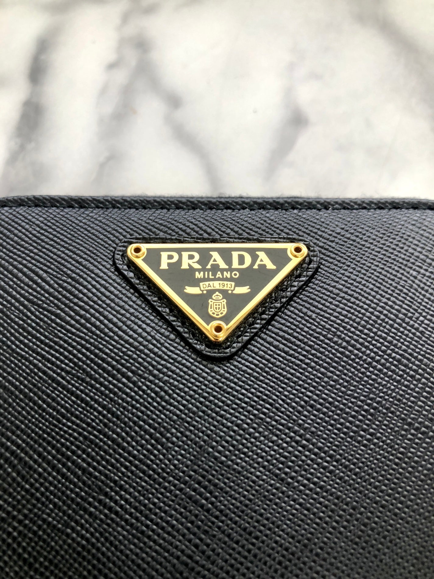 PRADA Triangle Logo Coin Purse Black Vintage d2ghy4