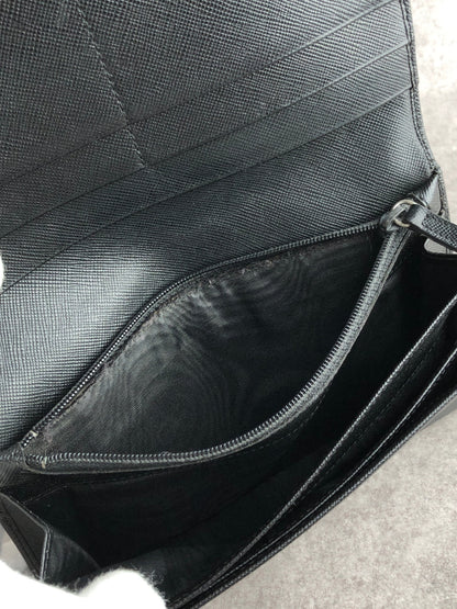 PRADA Triangle Logo Folded Wallet Black Vintage dwgxzb