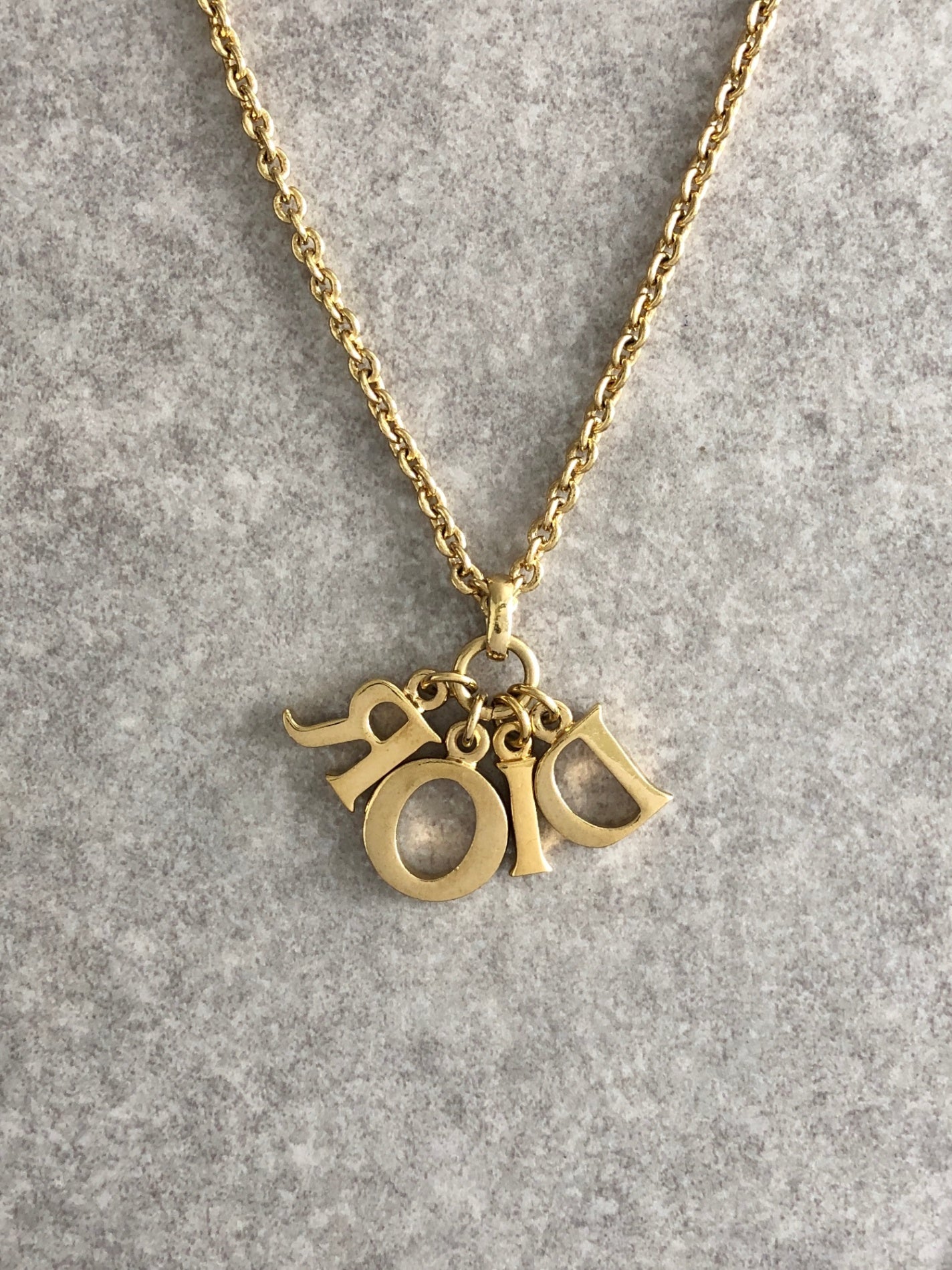 Christian Dior Logo Necklace Gold Vintage px6mfb