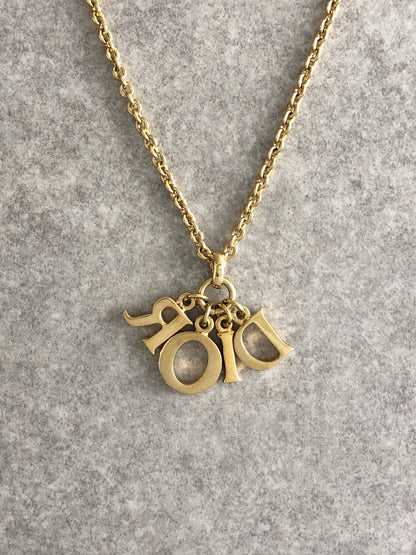 Christian Dior Logo Necklace Gold Vintage px6mfb