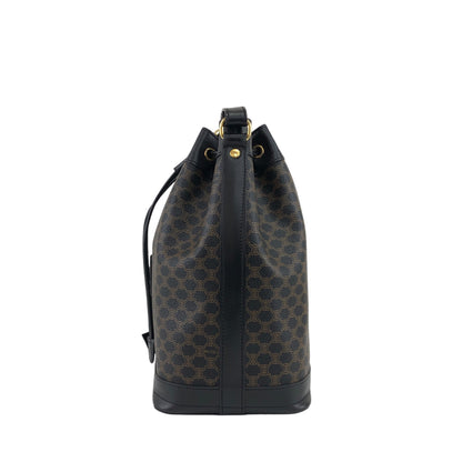 CELINE Macadam Blason Drawstring Shoulder bag Black Vintage ruunby