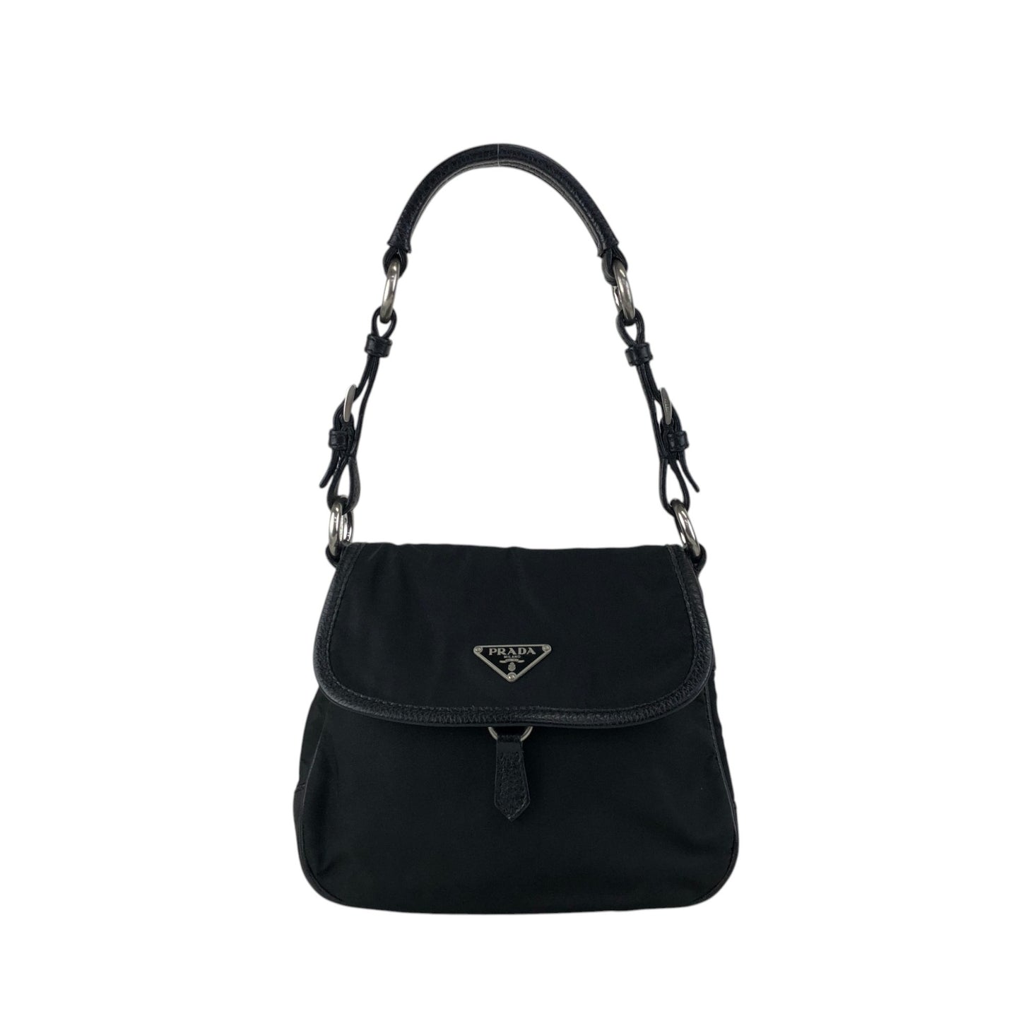 PRADA Triangle Logo Shoulder bag Hobobag Black Vintage ytkjet