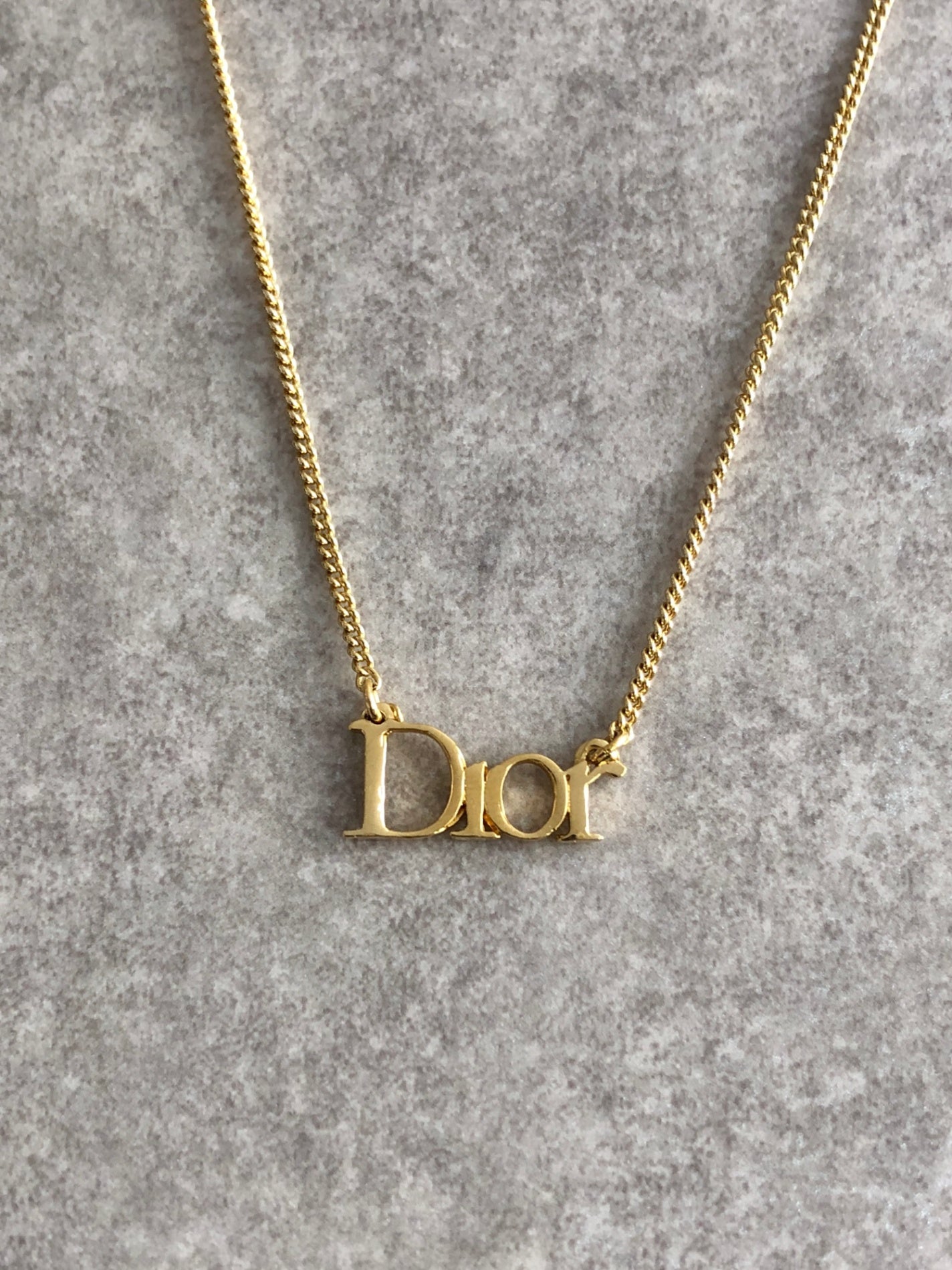 Christian Dior Logo Motif Necklace Gold Vintage jtke47