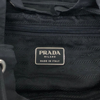PRADA Tessuto Triangle Logo Front Buckle Backpack Black Vintage f788mi