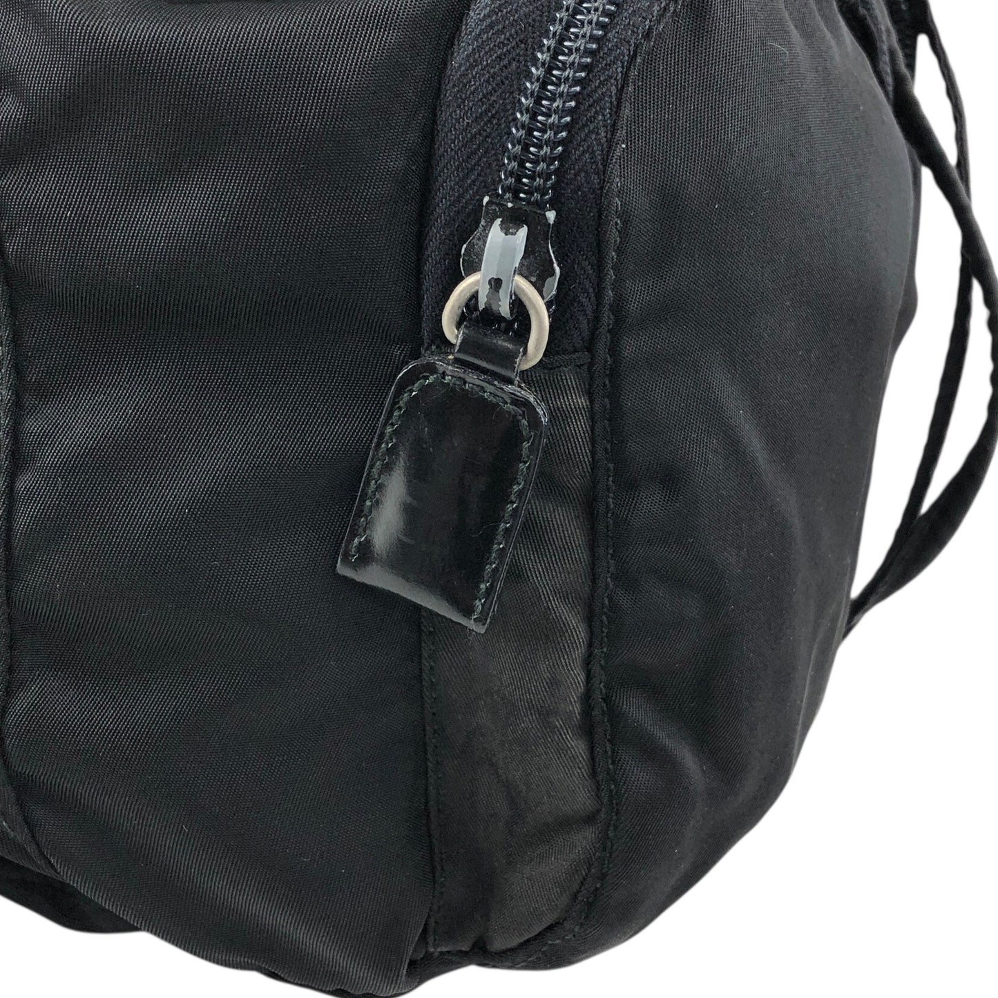 PRADA Tessuto Triangle Logo Front Buckle Backpack Black Vintage 3nkejc