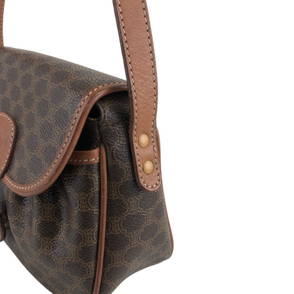 CELINE Macadam Blason Front Buckle Shoulder bag Brown Vintage nunsei