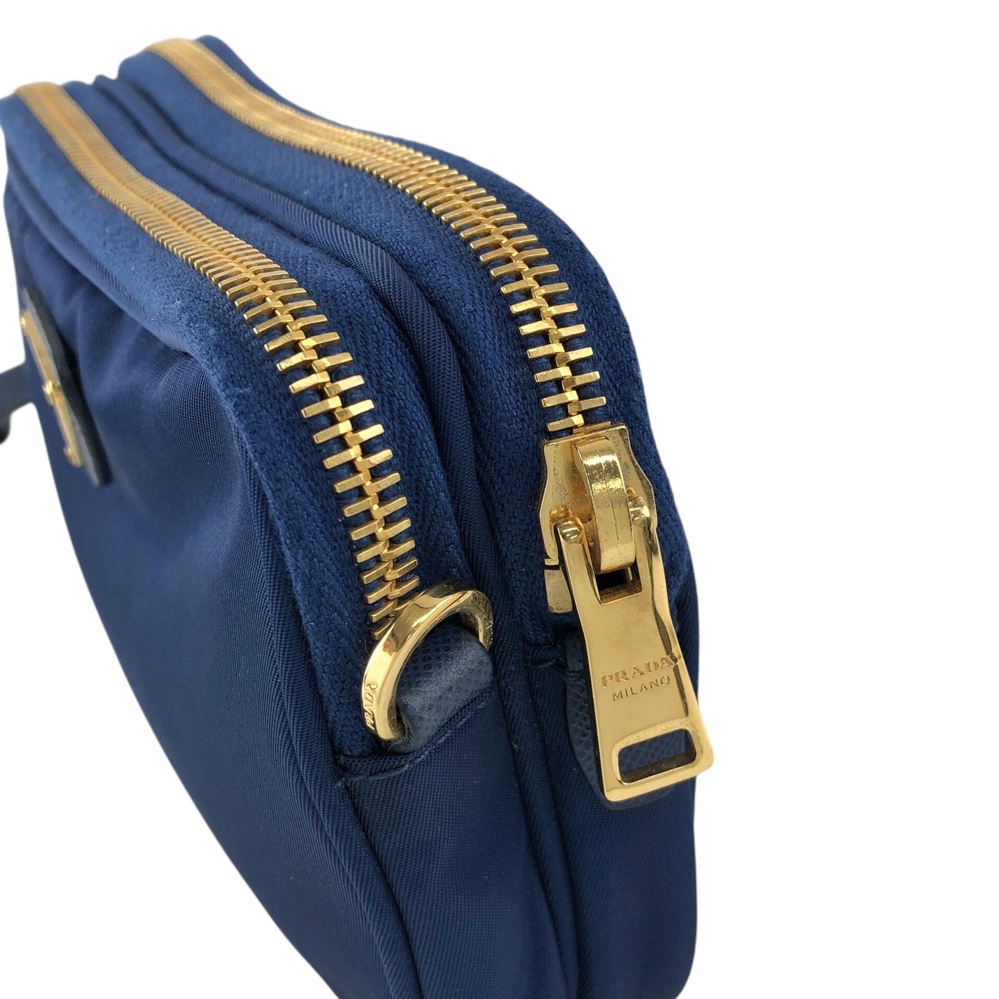 PRADA 三角形標誌雙向小手提包單肩包藍色復古 wa4xz3