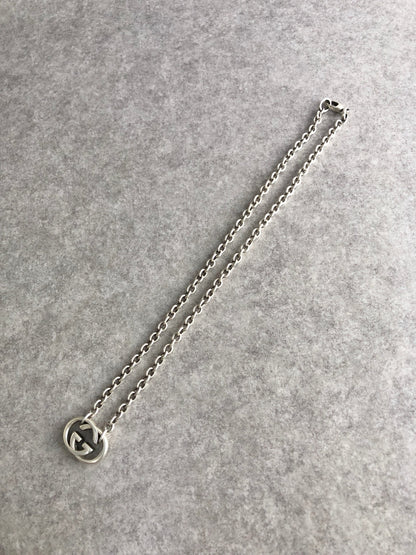 GUCCI Interlocking SILVER925 Necklace Silver Vintage tczbmc
