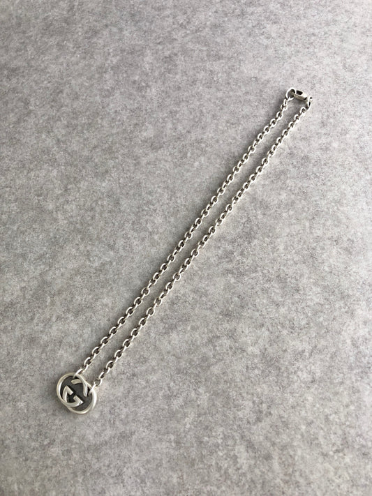 GUCCI Interlocking SILVER925 Necklace Silver Vintage tczbmc