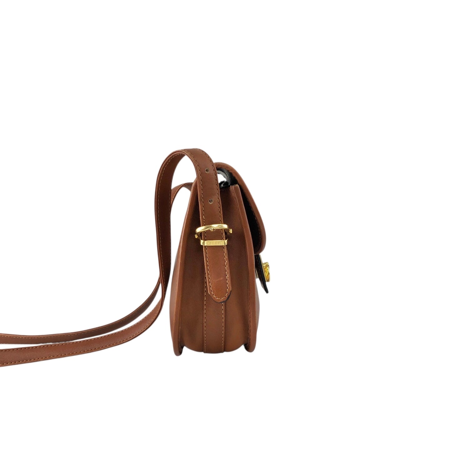 CELINE Gancini Shoulder bag Brown Vintage 4x8mbp