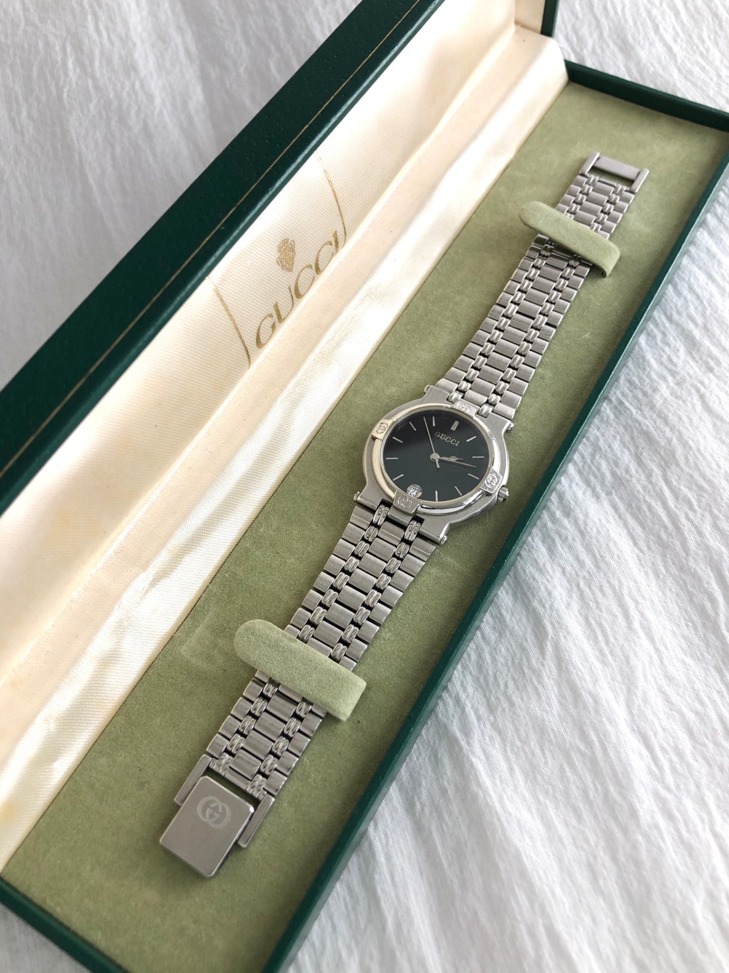 GUCCI Logo Watch Silver 9100M Vintage yp7h4d