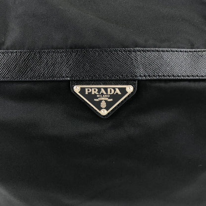 PRADA Triangle Logo Front Buckle Shoulder bag Black Vintage fkfvej